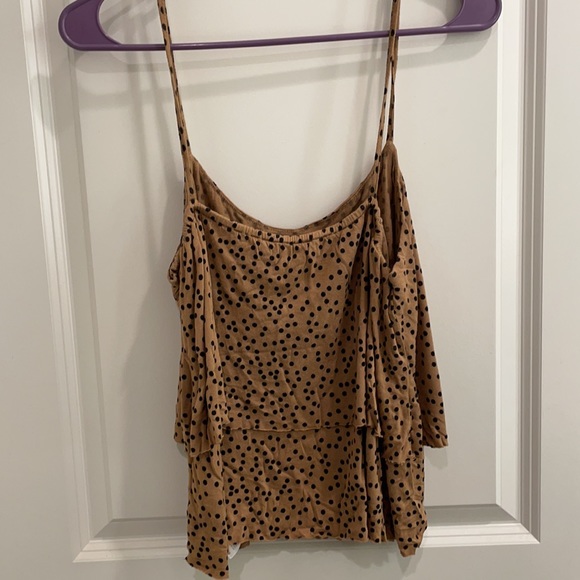 Brown Tank Top with Black Polka Dots - Picture 2 of 5